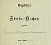 Sterbebuch Das Titelblatt des Sterbebuches
